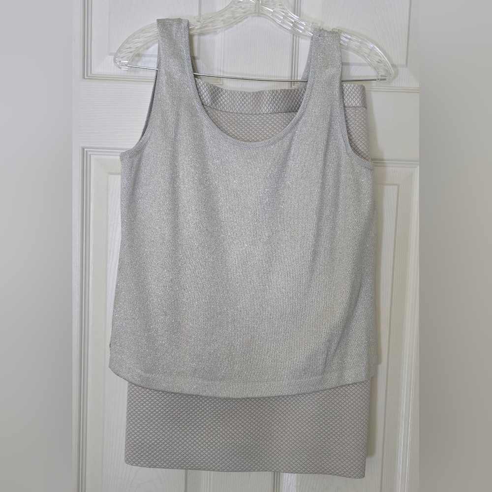 St. John Silver Lame Knit Set
